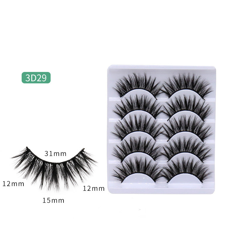 5-Pack 3D Faux Mink False Eyelashes Wispy False Eyelashes 12-15 MM 3D29