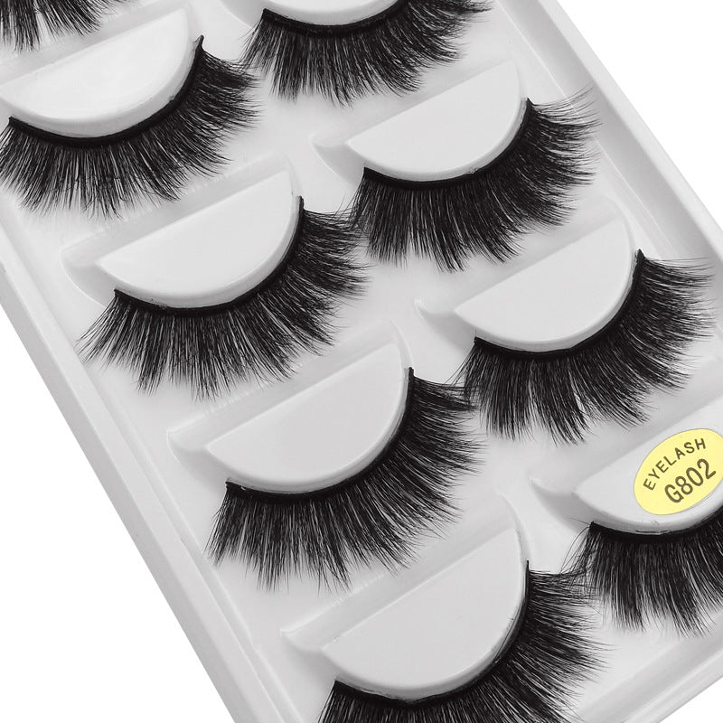 5 Pairs Of 3D Faux Mink Hair Natural Flully False Eyelashes 14mm G802