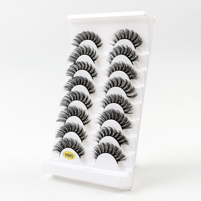 8 Pairs Of Curling Natural Thick False Eyelashes 13mm G884