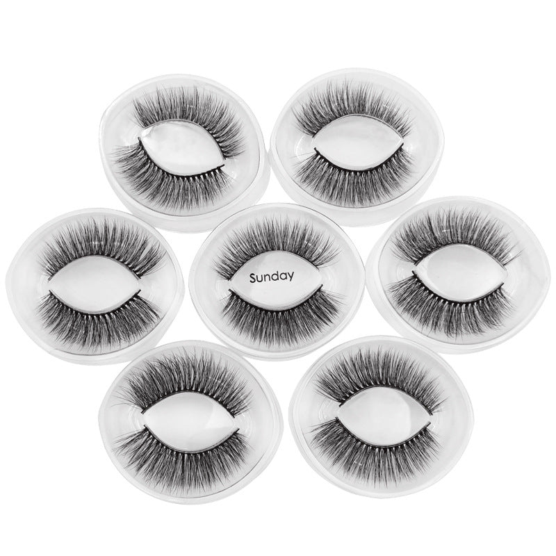 7 Pairs of 3D Mink False Eyelashes 14mm Week Series-Sunday