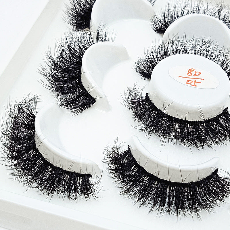 5 Pairs Of Flully Faux Mink Hair False Eyelashes 15mm 8D-05