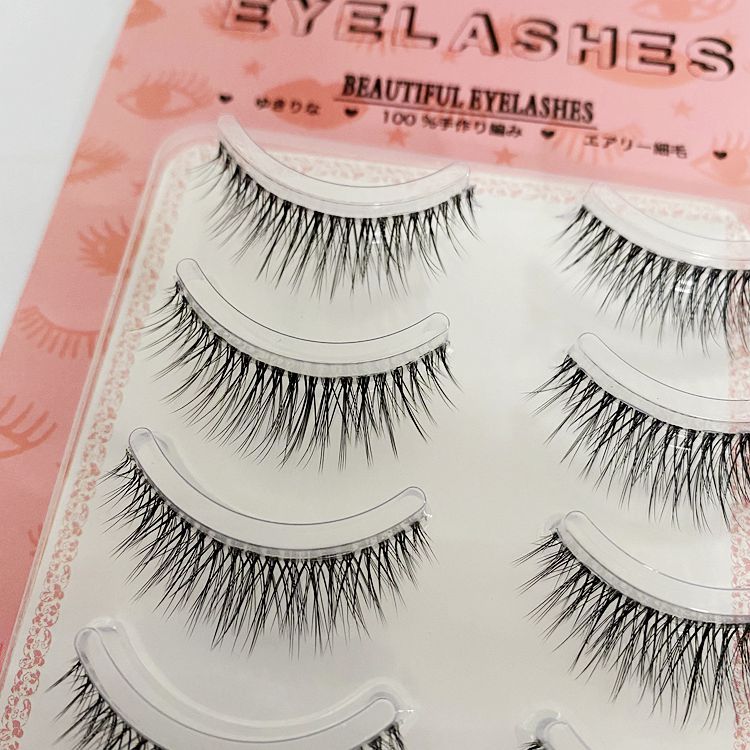 5 Pairs Of Handmade 3D Eyelashes Transparent Stem Natural False Eyelashes 25mm