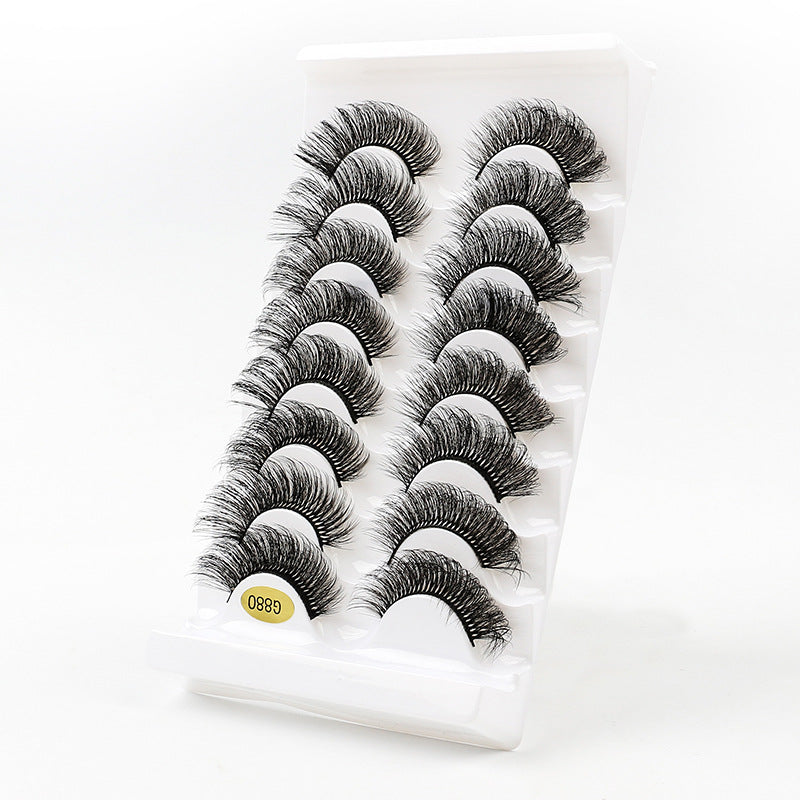 8 Pairs Of Curling Natural Thick False Eyelashes 14mm G880