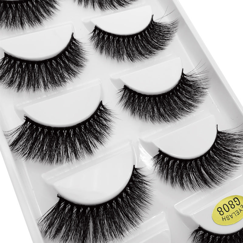 5 Pairs Of 3D Faux Mink Hair Natural Flully False Eyelashes 8-14mm G808