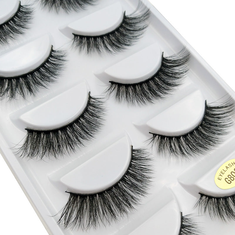 5 Pairs Of 3D Faux Mink Hair Natural Flully False Eyelashes 9-13mm G806