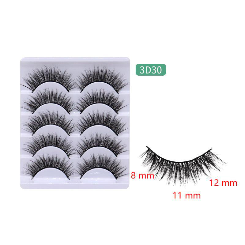 5-Pack 3D Faux Mink False Eyelashes Thick False Eyelashes 8-12 MM 3D30