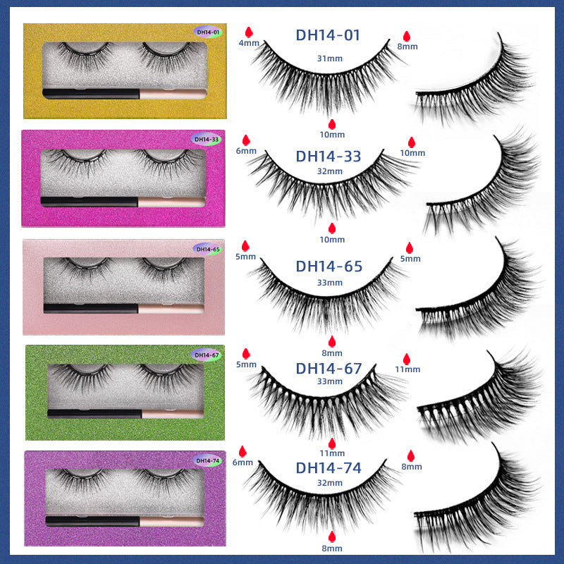 3D Reusable Waterproof  Magnetic Mink False Eyelashes With Eyeliner Glue