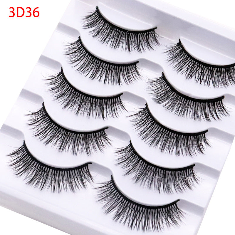 5-Pack 3D Faux Mink False Eyelashes Thick False Eyelashes 8-10 MM 3D36