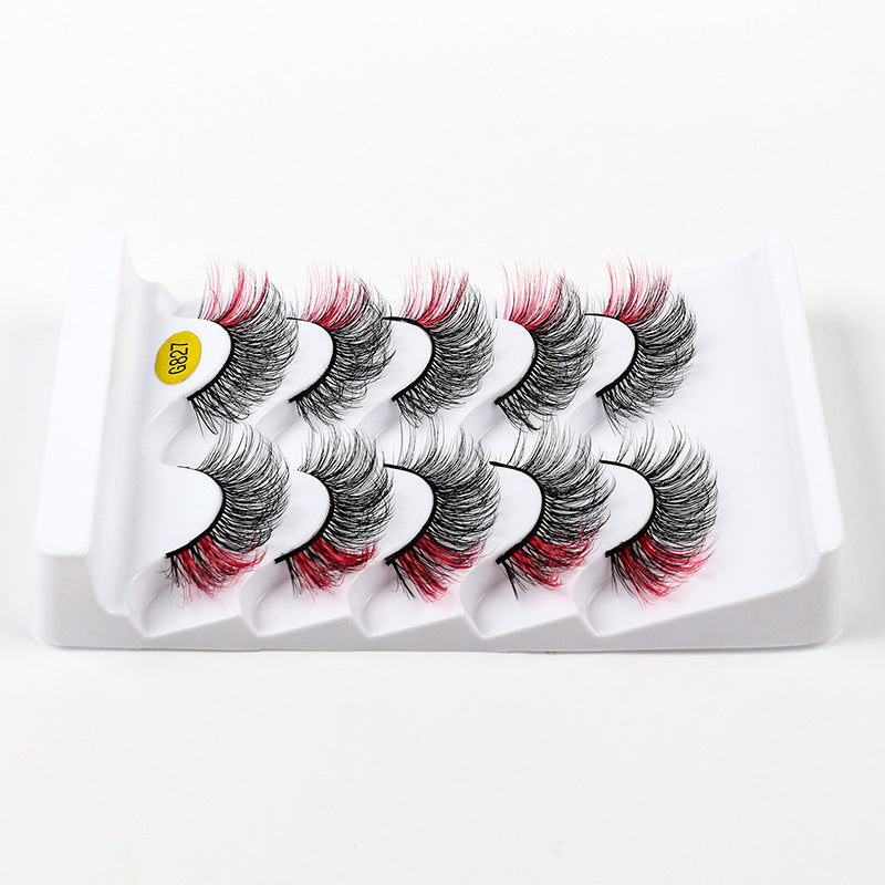 5 Pairs Of Color 3D Natural Thick Cat Eye Tail Elongated False Eyelashes 14mm G827