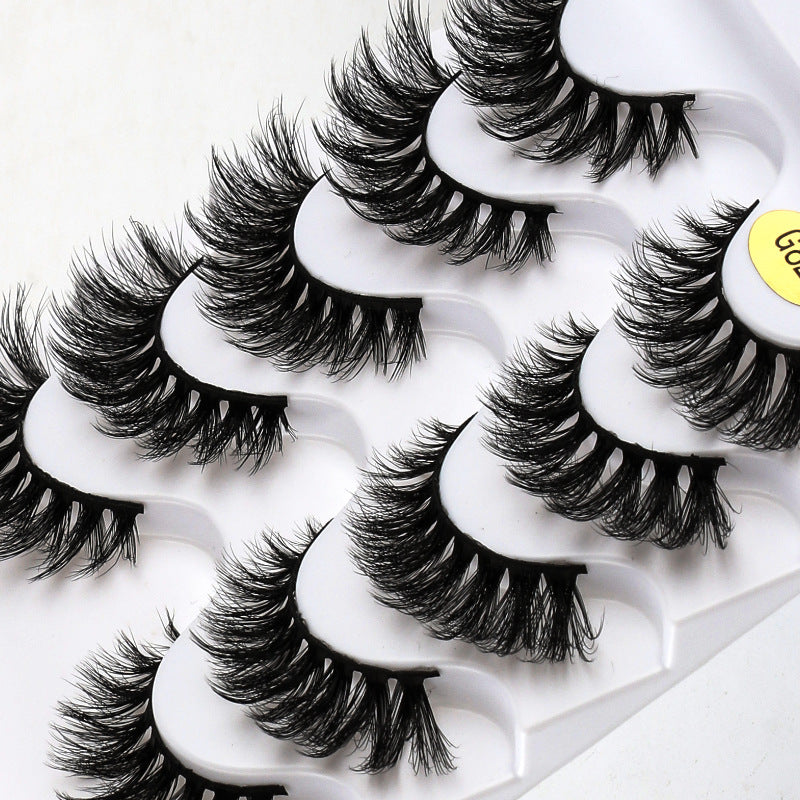 5 Pairs Of Black 3D Natural Thick Cat Eye Tail Elongated False Eyelashes 15mm G820