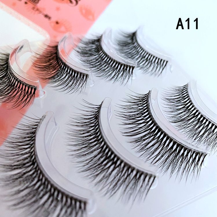 5 Pairs Of Handmade 3D Eyelashes Transparent Stem Natural False Eyelashes 25mm