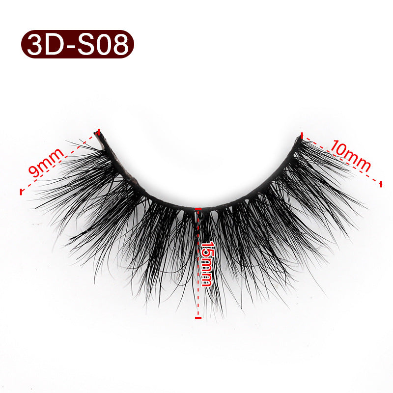 3D Mink False Eyelashes Natural Thick False Eyelashes 15 MM 3D-S08