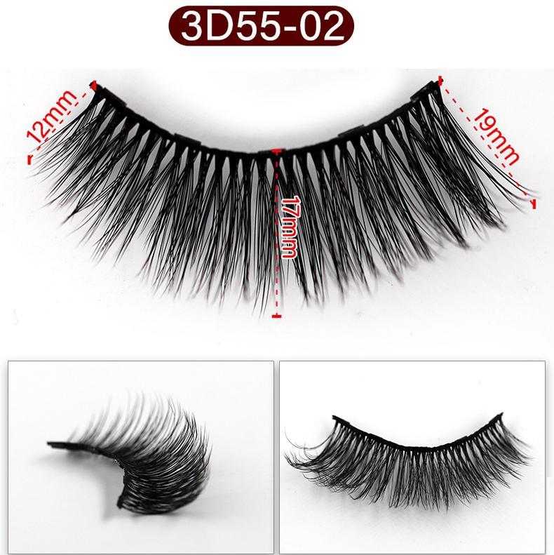 5-Pack 3D Faux Mink Magnetic Thick False Eyelashes 9-19 MM Mix 3D55