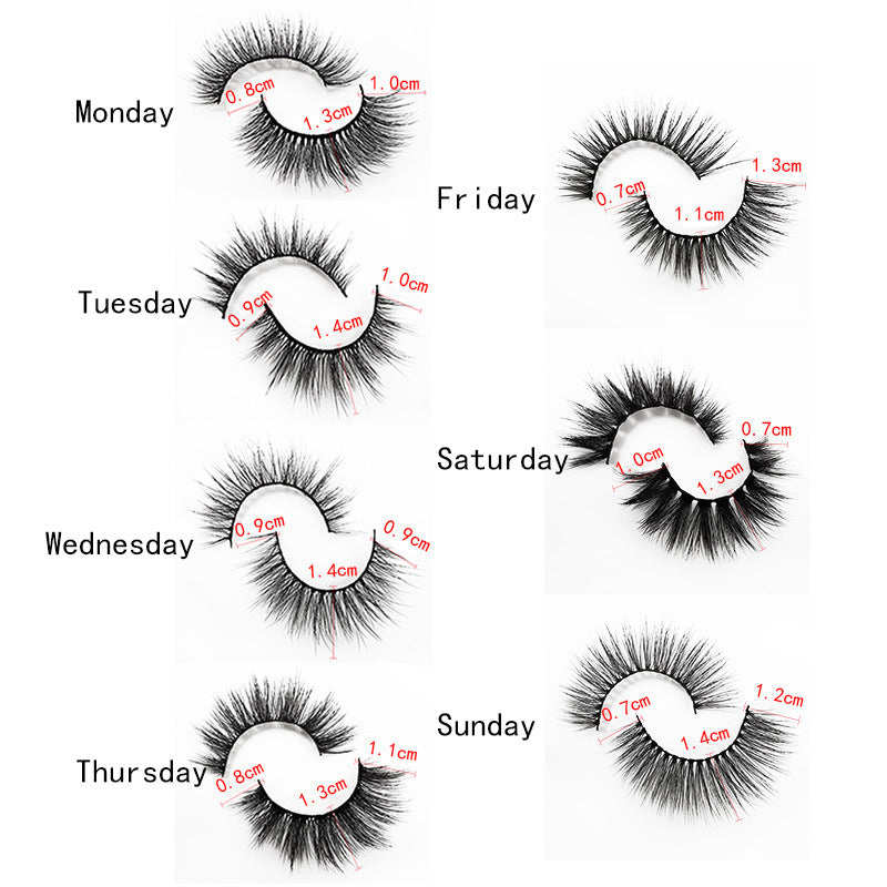 7 Pairs of 3D Mink False Eyelashes 11-14mm Week Series Mixed