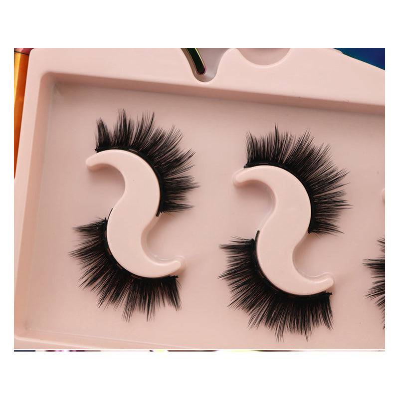 6 Pairs Magnetic Set of Glue Free Thick Curly Faux Mink Hair False Eyelashes 12mm HML03