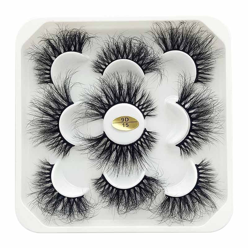 5 Pairs Of Flully Faux Mink Hair False Eyelashes 25mm 9D-15