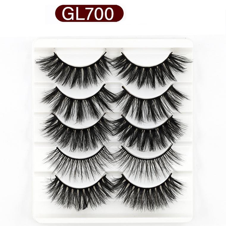 5-Pack 3D Faux Mink False Eyelashes Thick False Eyelashes 20 MM Mix GL-700