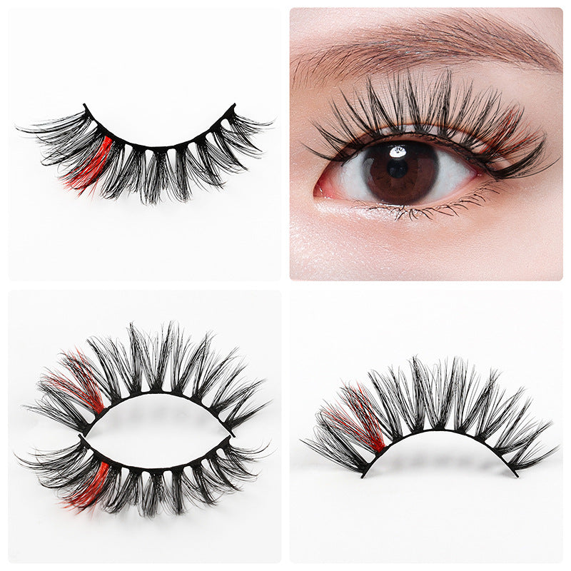 5 Pairs Of Color 3D Natural Thick Cat Eye Tail Elongated False Eyelashes 14mm G826