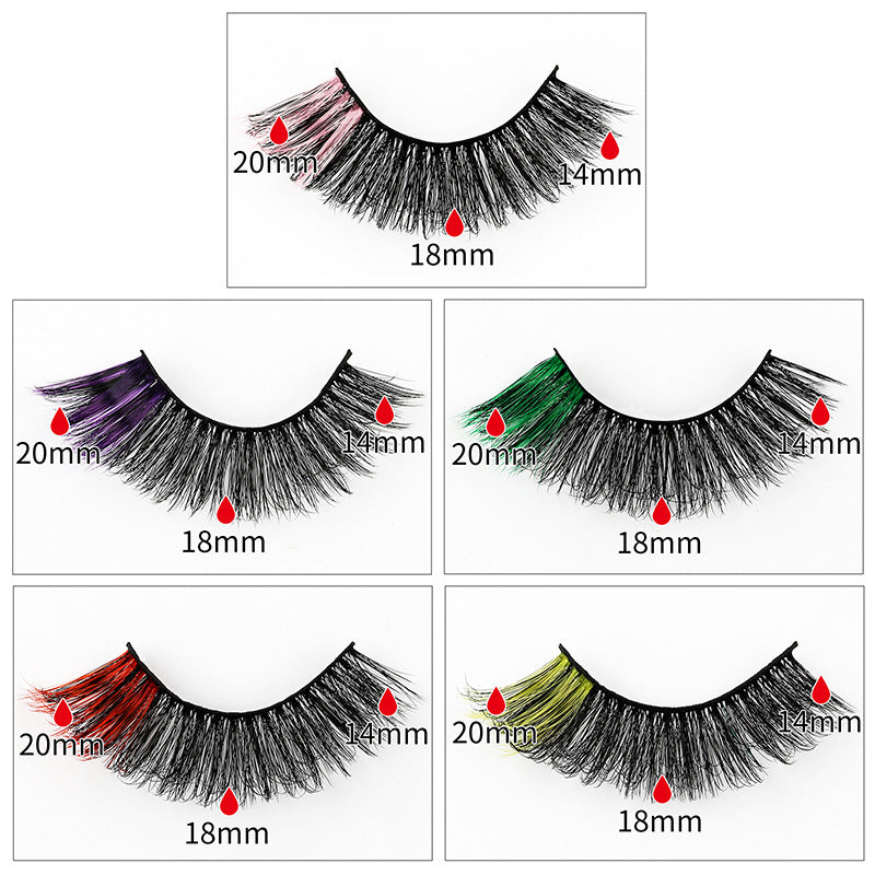 5 Pairs Of Color 3D Natural Thick Cat Eye Tail Elongated False Eyelashes 18mm G831