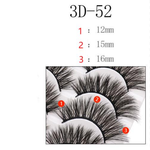 5-Pack 3D Faux Mink False Eyelashes Thick False Eyelashes 12-16 MM  3D-52