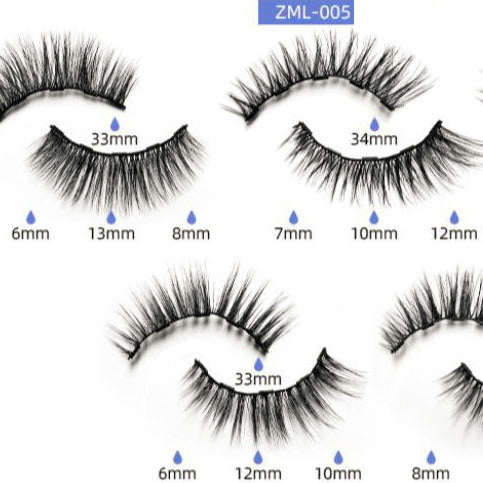 5 Pack 3D Reusable Waterproof  Magnetic Mink False Eyelashes With Eyeliner Glue