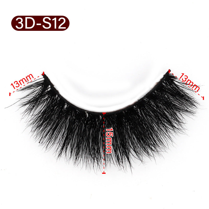 3D Mink False Eyelashes Natural Thick False Eyelashes 15 MM 3D-S12