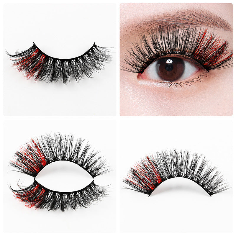 5 Pairs Of Color 3D Natural Thick Cat Eye Tail Elongated False Eyelashes 14mm G828