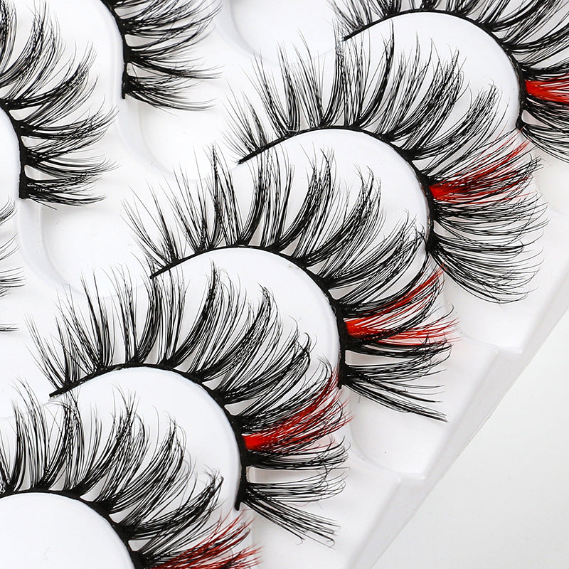 5 Pairs Of Color 3D Natural Thick Cat Eye Tail Elongated False Eyelashes 14mm G826