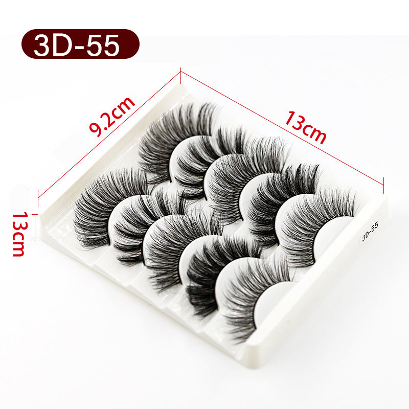 5-Pack 3D Faux Mink False Eyelashes Natural Thick False Eyelashes Mix 3D-55