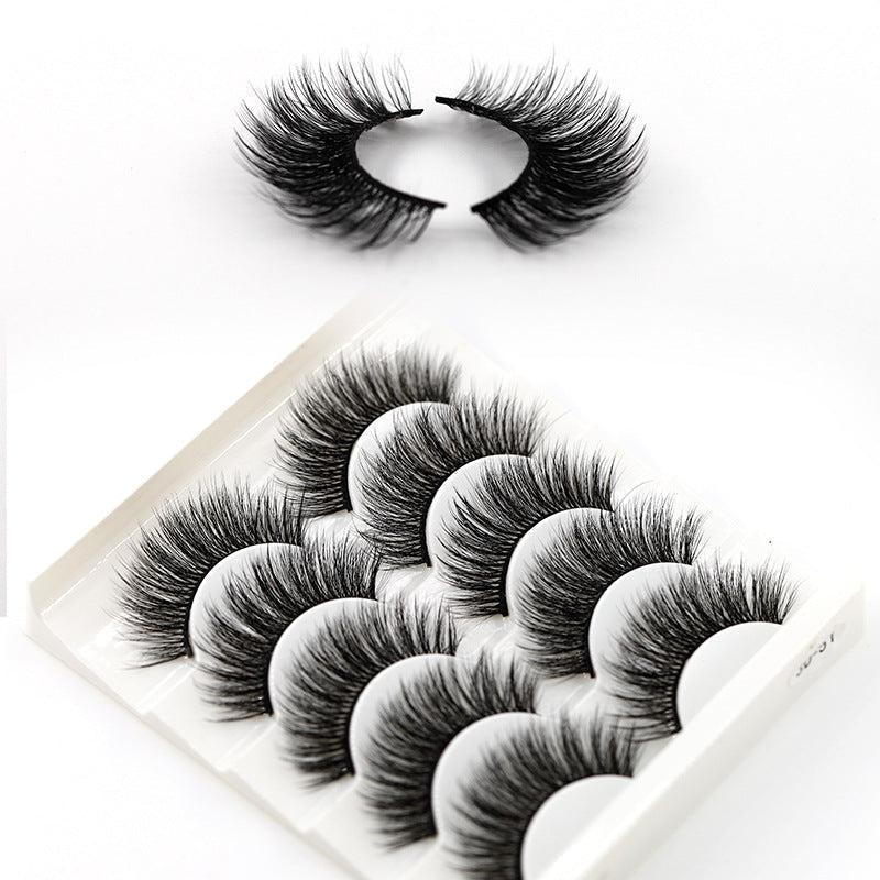 5-Pack 3D Faux Mink False Eyelashes Natural Thick False Eyelashes Mix 3D-55