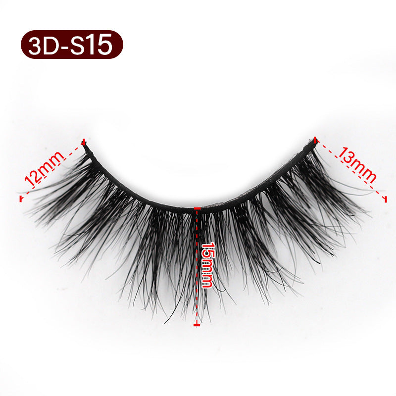 3D Mink False Eyelashes Natural Thick False Eyelashes 15 MM 3D-S15