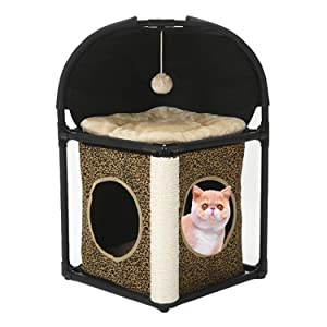 NEEPET Tree Shape Pet Bed Two Layers Cat Nest Puppy Cave