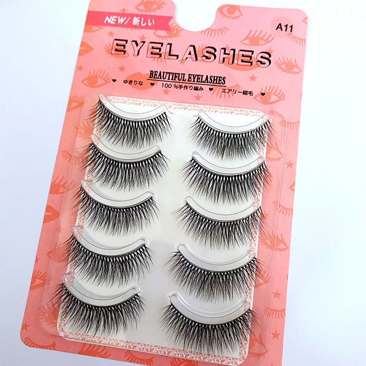 5 Pairs Of Handmade 3D Eyelashes Transparent Stem Natural False Eyelashes 25mm