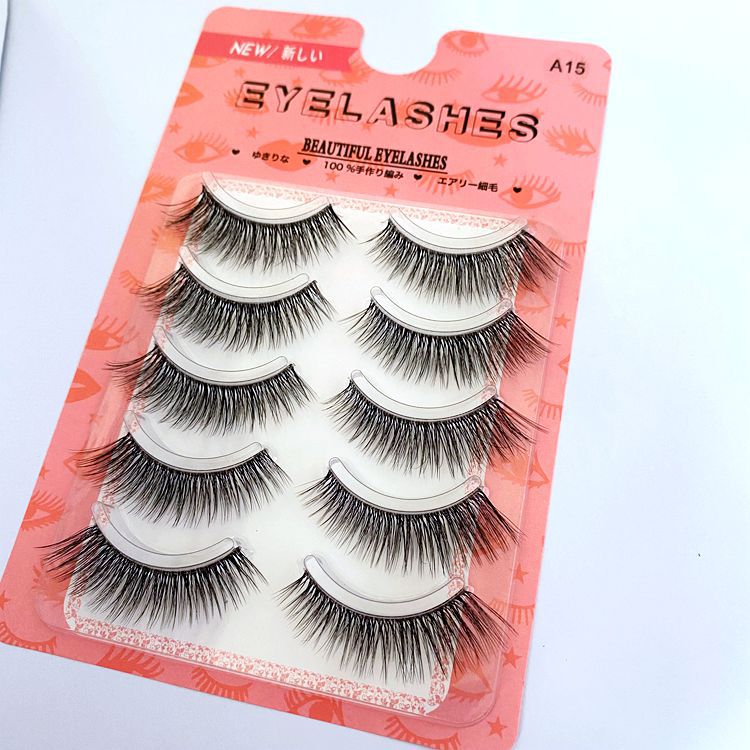 5 Pairs Of Handmade 3D Eyelashes Transparent Stem Natural False Eyelashes 25mm