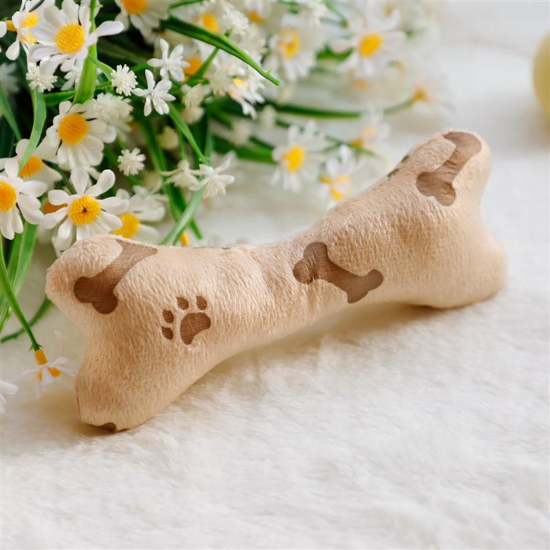 Neepet Bone Dog Toy Pet Bite Resistant Plush Puppy Squeaky Sound Cat Chew Toy