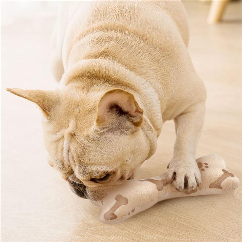 Neepet Bone Dog Toy Pet Bite Resistant Plush Puppy Squeaky Sound Cat Chew Toy