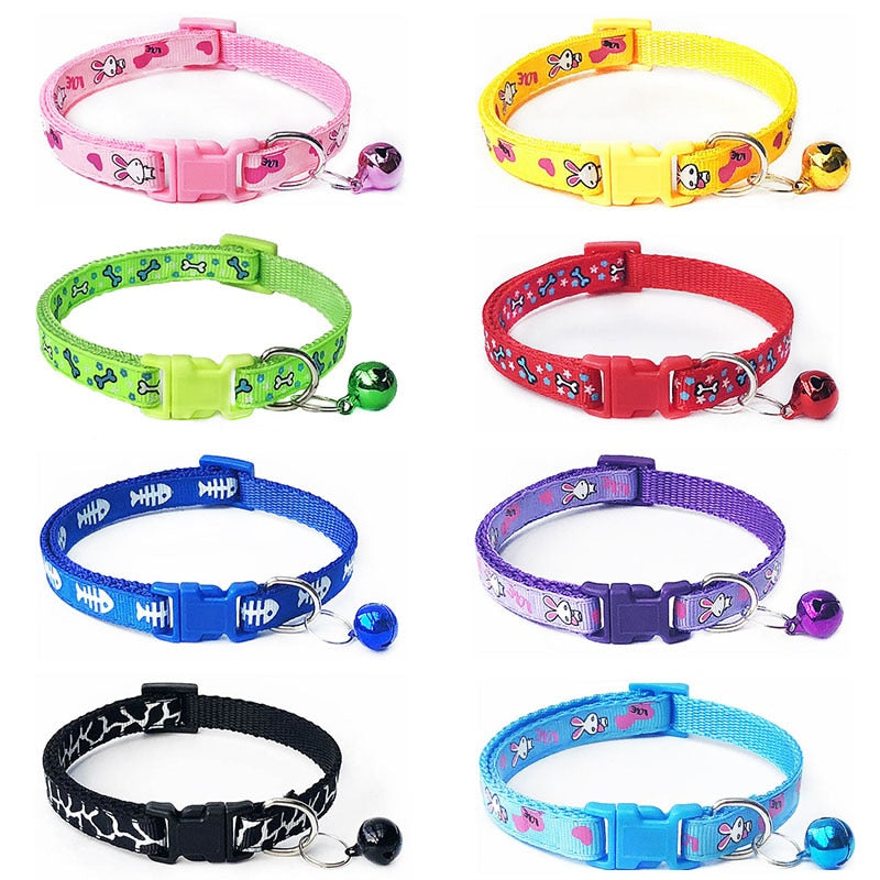 Neepet Cartoon Dog Collars With Bell Adjustable Cat Polyester Buckle Collar