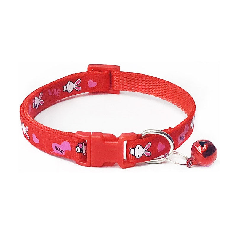 Neepet Cartoon Dog Collars With Bell Adjustable Cat Polyester Buckle Collar