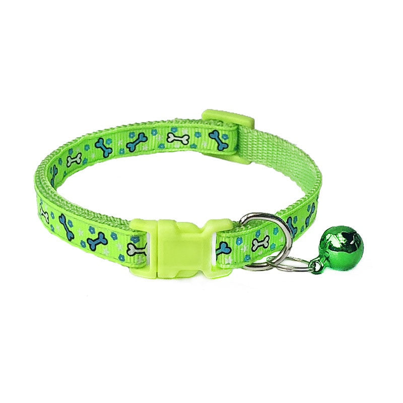 Neepet Cartoon Dog Collars With Bell Adjustable Cat Polyester Buckle Collar