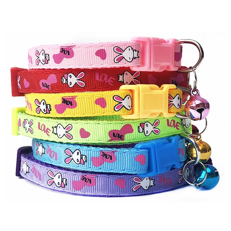 Neepet Cartoon Dog Collars With Bell Adjustable Cat Polyester Buckle Collar