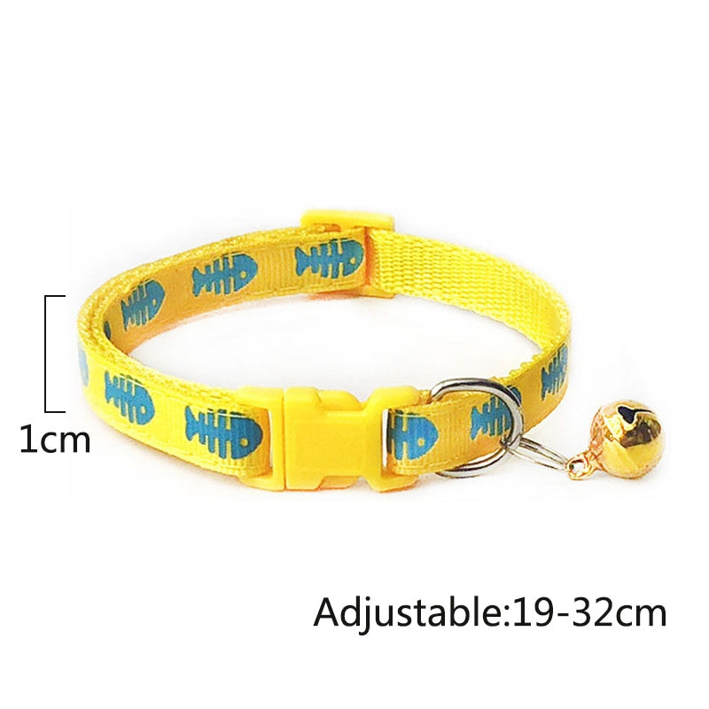 Neepet Cartoon Dog Collars With Bell Adjustable Cat Polyester Buckle Collar