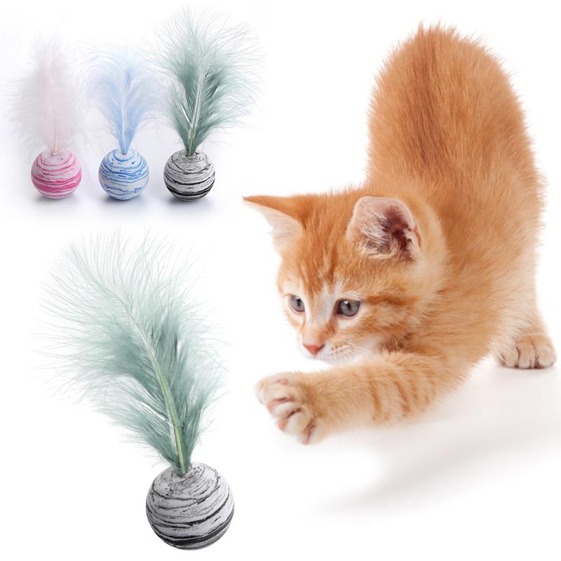 Neepet Cat Toy Star Ball Feather Light Foam Ball Throwing Pet Funny Interactive  Toy