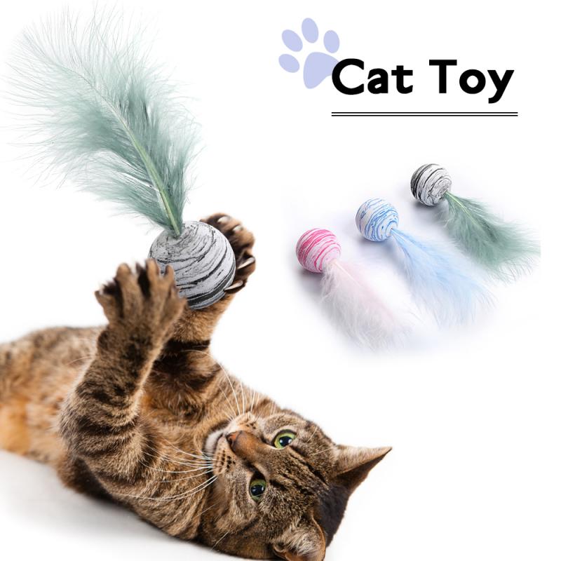 Neepet Cat Toy Star Ball Feather Light Foam Ball Throwing Pet Funny Interactive  Toy