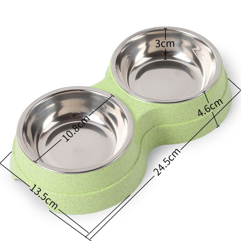 Neepet Double Pet Bowls Dog Food Water Feeder Kitten Diet Dish