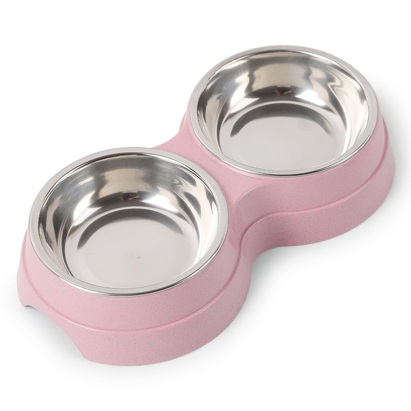 Neepet Double Pet Bowls Dog Food Water Feeder Kitten Diet Dish