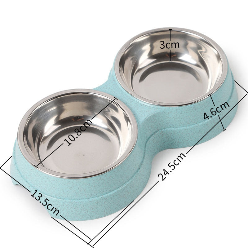 Neepet Double Pet Bowls Dog Food Water Feeder Kitten Diet Dish