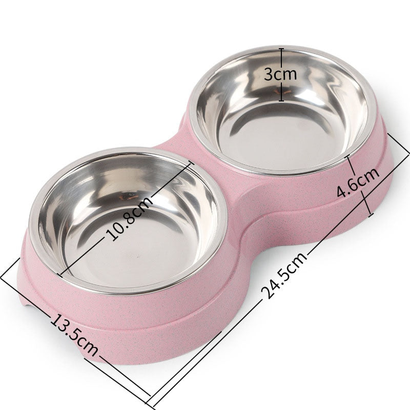 Neepet Double Pet Bowls Dog Food Water Feeder Kitten Diet Dish