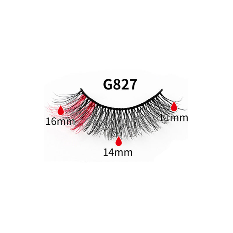 5 Pairs Of Color 3D Natural Thick Cat Eye Tail Elongated False Eyelashes 14mm G827