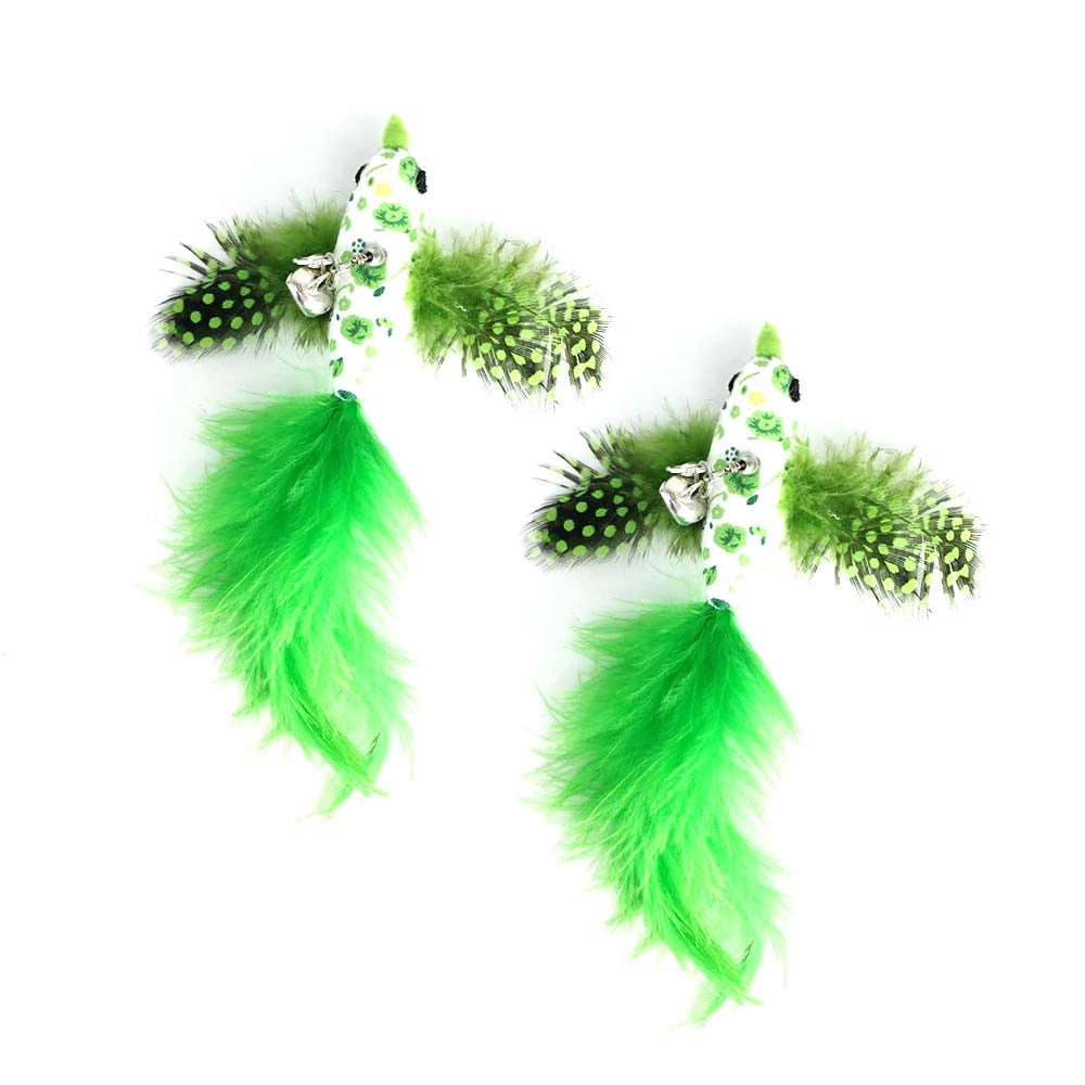 Neepet Interactive Cat Toy Feather Bird with Bell Bird Pet Stick Toy Kitten Teaser