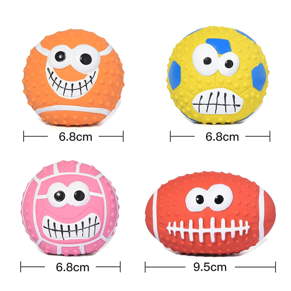 Neepet Squeaky Toys Dog Chewing Rubber Ball Cleaning Tooth Bite Resistant